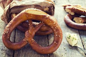 gebacken Brezeln Nahansicht foto