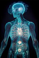ein x - - Strahl Bild von ein Mensch Körper. generativ ai. foto
