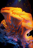 schließen oben von ein Orange Meer Anemone. generativ ai. foto