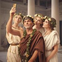 Caesar nimmt Selfies mit seine Freundinnen. generativ ai. foto