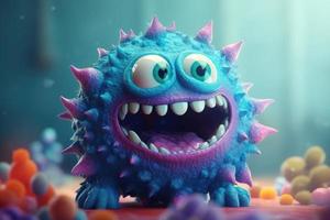 Fantasie Blau Virus. generieren ai foto