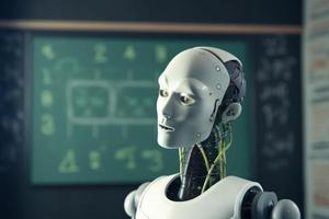 Humanoid Roboter Mathematik. generieren ai foto