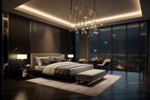 Luxus Wohnung Schlafzimmer. generieren ai foto