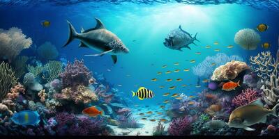 das schön unter Wasser Meer Leben mit ai generiert. foto