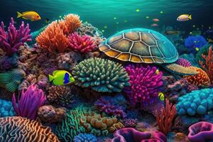 unter Wasser Koralle Riff voll von Meer Kreaturen . ai generiert foto