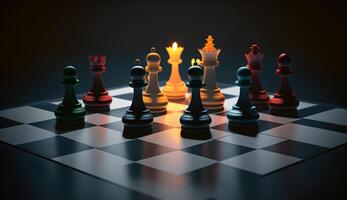 Schach einstellen auf Schach tafel, luxus Schach Spiel Foto ,generativ ai