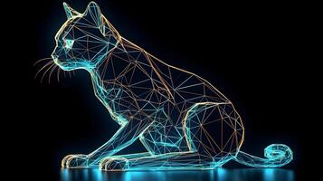 holographisch Polygon 3d Katze Illustration generativ ai foto