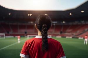 Frau Fußball Spieler. generieren ai foto