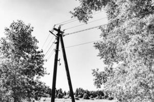 Leistung elektrisch Pole mit Linie Draht auf Licht Hintergrund schließen oben foto