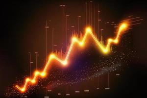 Handel Geschäft Diagramm auf dunkel bunt Neon- Hintergrund. ai foto
