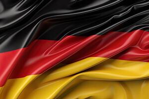 Schwarz, Rot, und Gold Hintergrund, winken das National Flagge von Deutschland, winkte ein höchst detailliert Nahansicht. ai generiert foto
