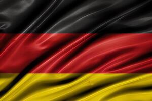 Schwarz, Rot, und Gold Hintergrund, winken das National Flagge von Deutschland, winkte ein höchst detailliert Nahansicht. ai generiert foto
