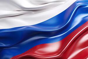 Weiss, Blau und rot Hintergrund, winken das National Flagge von Russland, winkte ein höchst detailliert Nahansicht. ai generiert foto