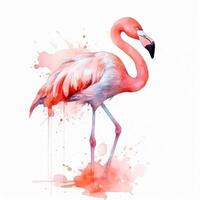 süß Aquarell Flamingo. Illustration ai generativ foto