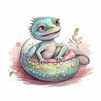 Aquarell Stil Baby Drachen . ai generiert foto