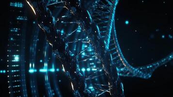 DNA Wendel und molekular Struktur. Wissenschaft und Technologie Konzept mit Moleküle Hintergrund futuristisch, ai generiert Bild foto