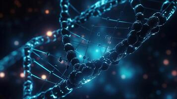 DNA Wendel und molekular Struktur. Wissenschaft und Technologie Konzept mit Moleküle Hintergrund futuristisch, ai generiert Bild foto