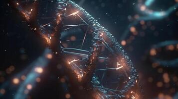 DNA Wendel und molekular Struktur. Wissenschaft und Technologie Konzept mit Moleküle Hintergrund futuristisch, ai generiert Bild foto