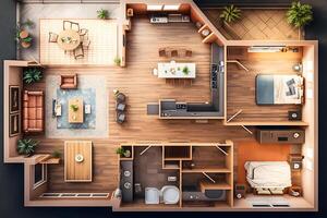 planen von ein Wohnung oder Haus. Innere Design. neural Netzwerk ai generiert foto