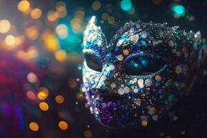 Luxus Maskerade venezianisch Karneval Maske, weiblich theatralisch. neural Netzwerk ai generiert foto