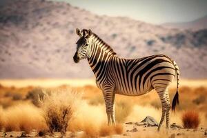 Ebenen Zebra, equus Quagga, equus burchelli, verbreitet Zebra. neural Netzwerk ai generiert foto