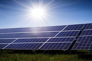 Technologie Solar- Zelle, Alternative Quelle von Elektrizität. Konzept von nachhaltig Ressourcen und verlängerbar Energie. generativ ai. foto