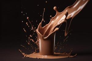 realistisch 3d machen von Schokolade Milch Spritzen. ai generiert foto