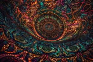 trippy Pilz Kunst psychedelisch Auswirkungen und Halluzinationen sind abstrakt Konzepte. ai generiert foto