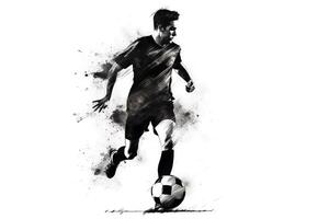 Hand gezeichnet Fußball Silhouette von ein Fußball Spieler. ai generiert foto