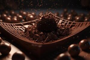 Schokolade und 3d Visualisierungen. ai generiert foto