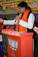 neu delhi, indien - 27. november 2022 - piyush goyal kabinettsminister und kernmitglied der bharatiya janata party - bjp während einer kundgebung zur unterstützung des bjp-kandidaten vor den mcd-wahlen zur lokalen körperschaft 2022 foto