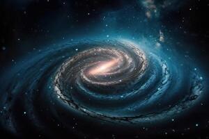 ein Spiral- Galaxis irgendwo weit im Raum, astronomisch Forschung auf Erde, generativ ai. foto