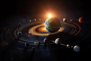 Planet Erde und das Solar- System, Raum Studie und Forschung. foto