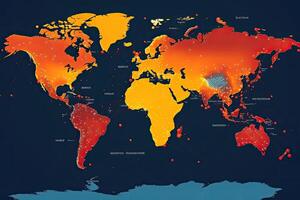 Welt Karte mit Wetter Prognose Anwendung. generativ ai foto