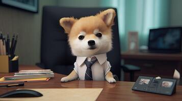 süß wenig Hund Geschäftsmann, Digital Kunst Illustration, generativ ai foto