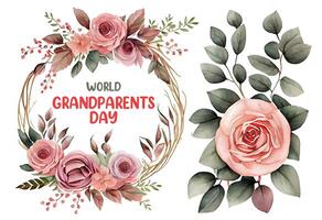 glücklich Großeltern Tag hell Girlande von Blühen Rosen. generativ ai foto