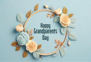glücklich Großeltern Tag runden Papier Kunst Blume Kranz Vektor. generativ ai foto