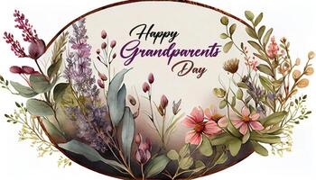 glücklich Großeltern Tag Aquarell zart Blume Kranz. generativ ai foto