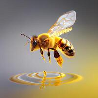 Honig Biene fliegen im das Garten mit Blume und Nektar ai generativ foto