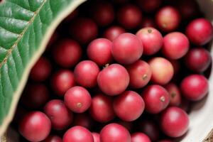 köstlich Preiselbeeren im ein Schüssel auf ein hölzern Tisch, oben Sicht. schwarz Johannisbeere Beeren. gesund Essen Konzept. generativ ai foto