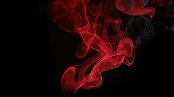 rot Rauch auf schwarz Hintergrund. abstrakt bunt Rauch auf schwarz Hintergrund. foto