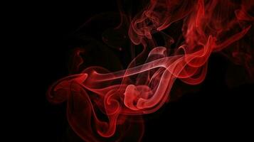rot Rauch auf schwarz Hintergrund. abstrakt bunt Rauch auf schwarz Hintergrund. foto