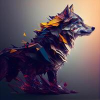 abstrakt polygonal Wolf. 3d Wiedergabe. futuristisch Hintergrund., ai generativ Bild foto