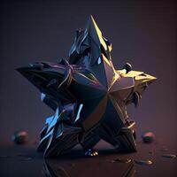 abstrakt polygonal Star auf ein dunkel Hintergrund. 3d Wiedergabe, ai generativ Bild foto