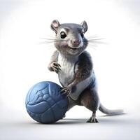 Waschbär mit ein Fußball Ball - - 3d machen auf Weiß Hintergrund, ai generativ Bild foto