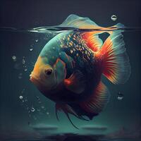 Diskus Fisch im Wasser. 3d Illustration. unter Wasser Welt., ai generativ Bild foto