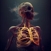 Mensch Körper Organe Anatomie zum medizinisch Konzept 3d Illustration, ai generativ Bild foto