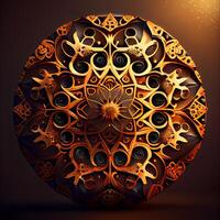Ornament schön Karte mit Mandala. geometrisch Kreis Element gemacht im Vektor, ai generativ Bild foto