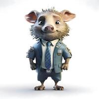 Porträt von ein Schwein im ein Geschäft Anzug. 3d Wiedergabe, ai generativ Bild foto