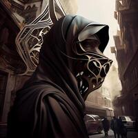 venezianisch Maske im das Straßen von Rom, Italien. 3d Wiedergabe, ai generativ Bild foto